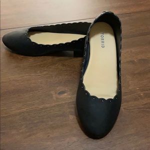 Torrid Black Studded Scallop Ballet Flats